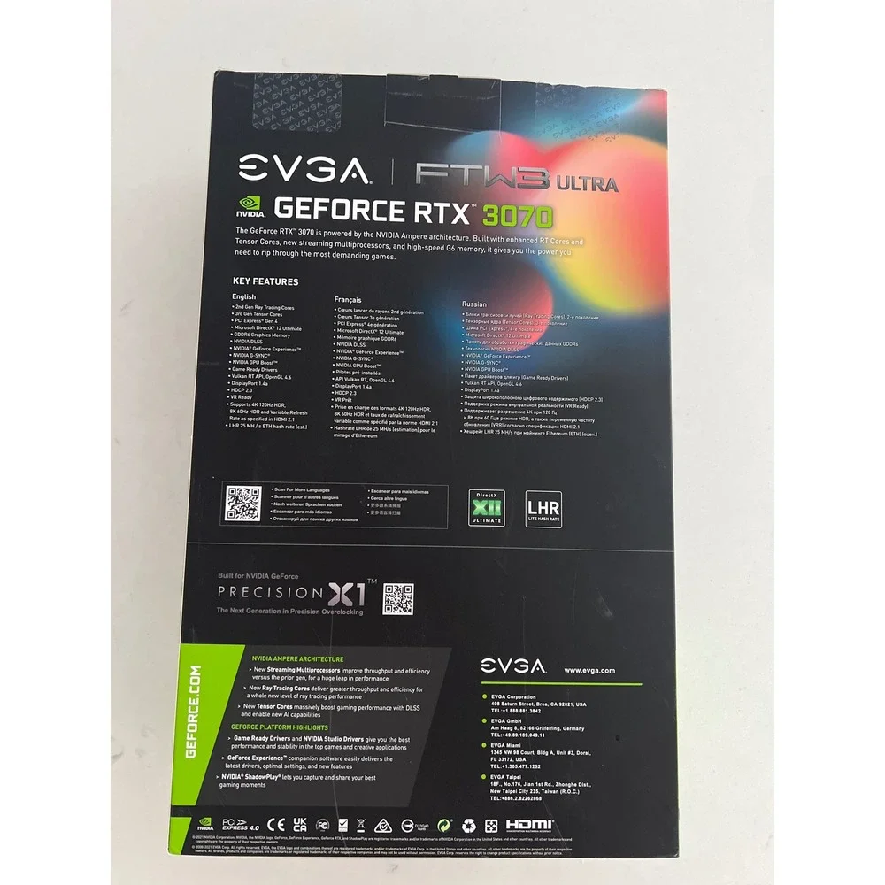 EVGA GeForce RTX 3070 FTW3 Ultra Gaming 8GB GDDR6 LHR GPU 08G-P5-3767-KL